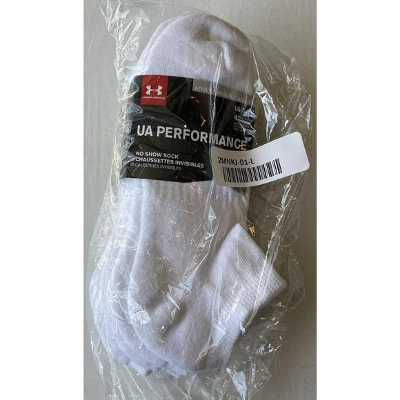 UA UNDER ARMOUR Men's No Show Socks Large White 4 pairs Pack Performance Cotton - Picture 8 of 8